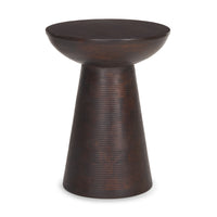 Dark Brown solid wood pedestal side table.
