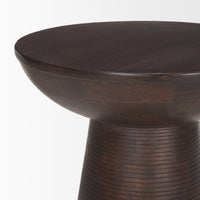 Dark Brown solid wood pedestal side table.