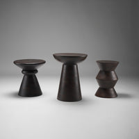 Dark Brown solid wood pedestal side table.