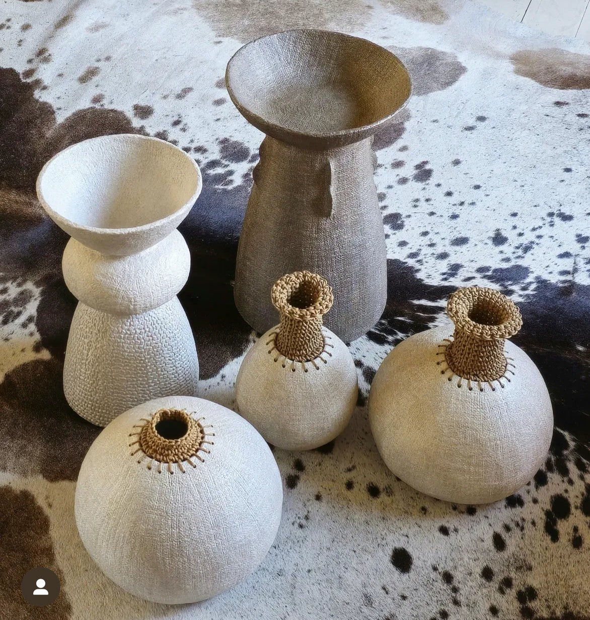 Small Beige Pod with long Crochet Neck