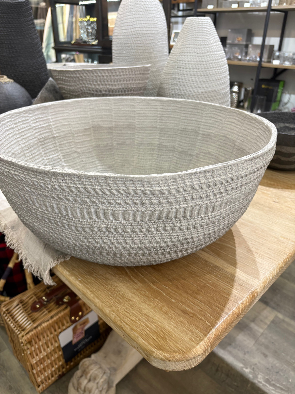 Extra Large Bowl Light Grey to White Ombre 470mm