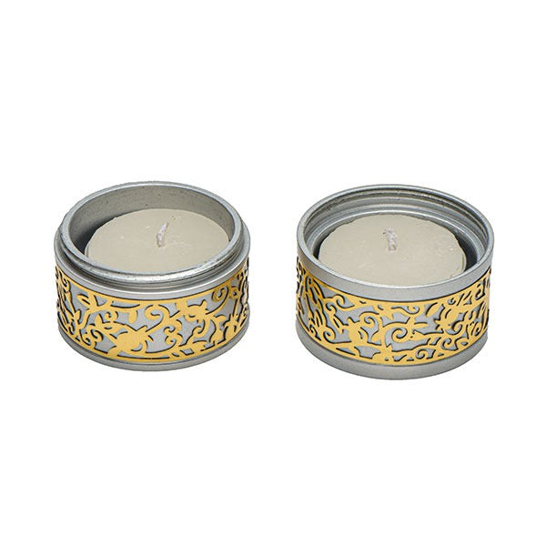 Travel Shabbat Candle Holders- Gold Pomegranates