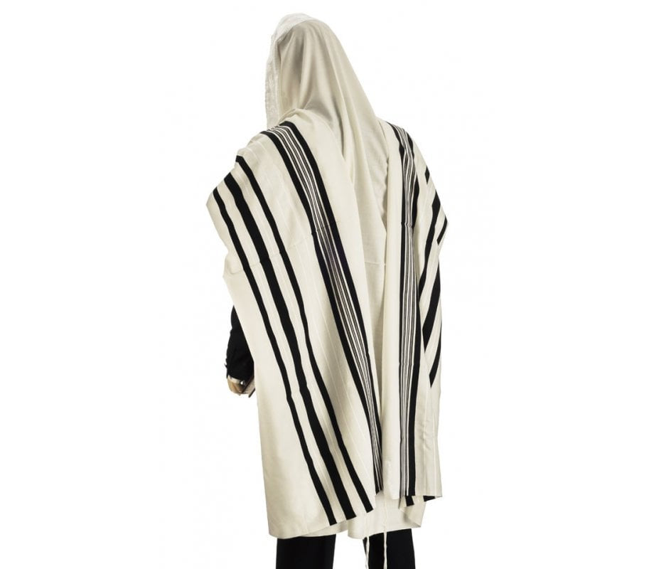 Traditional Wool Black-Silver Stripe Tallis #55