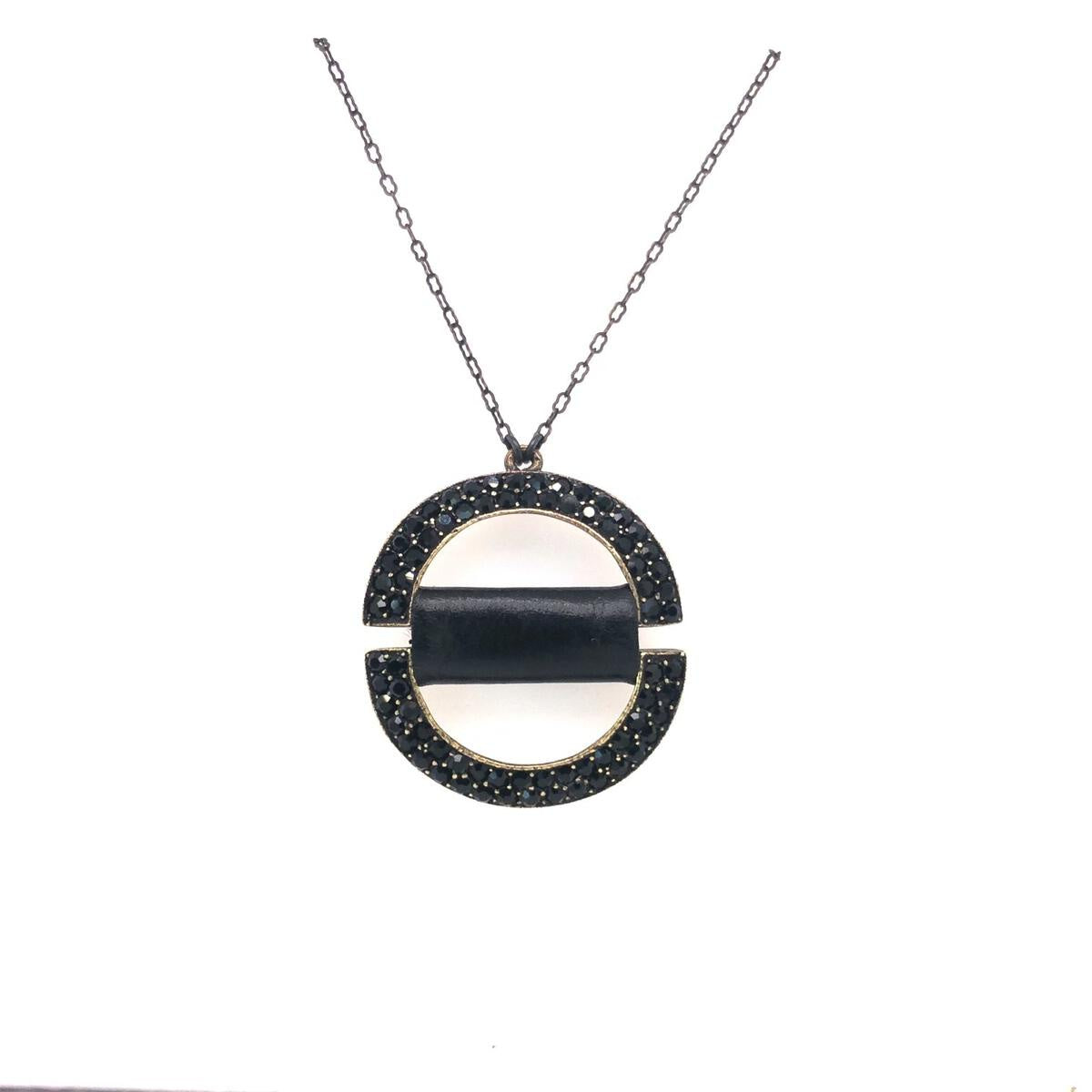 Double C Necklace with Black Swarovski Crystals