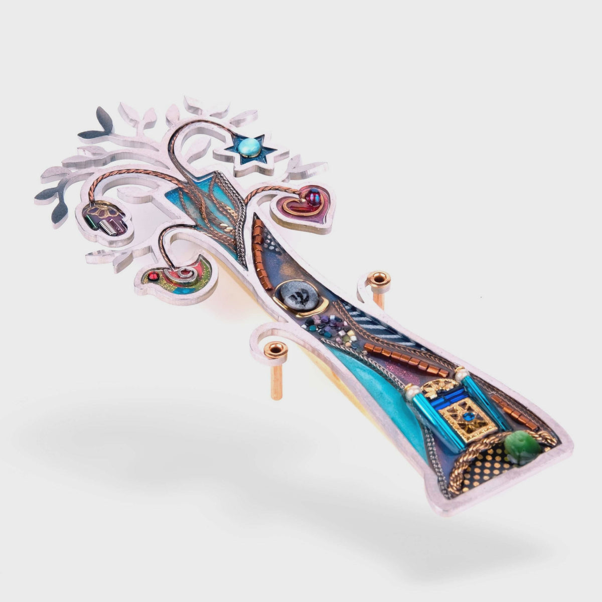 Tree of Life Mezuzah With Swarovski Crystals