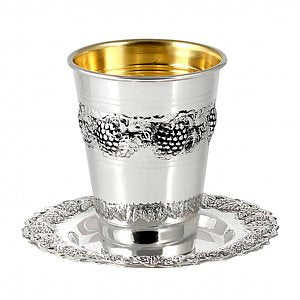 Sterling Silver Kiddish Cup and Tray Set