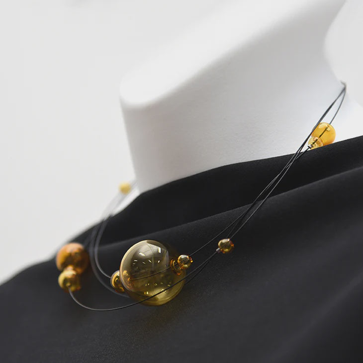 Cumulus Layered Necklace -Amber Glass