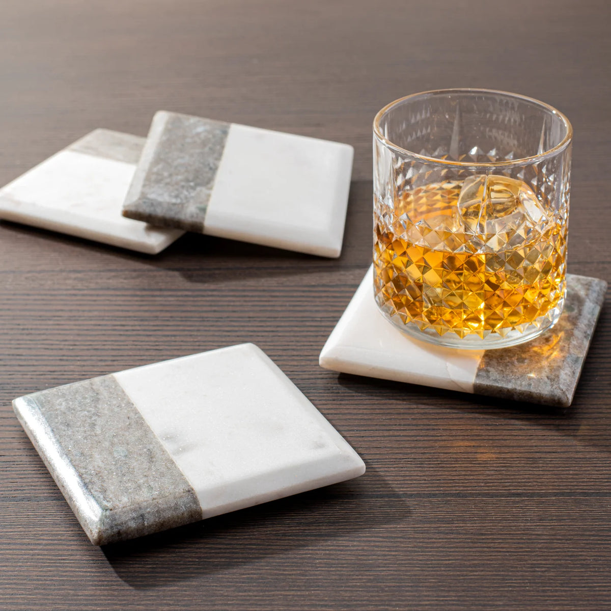 Marble Two Tone  4 piece coaster set.