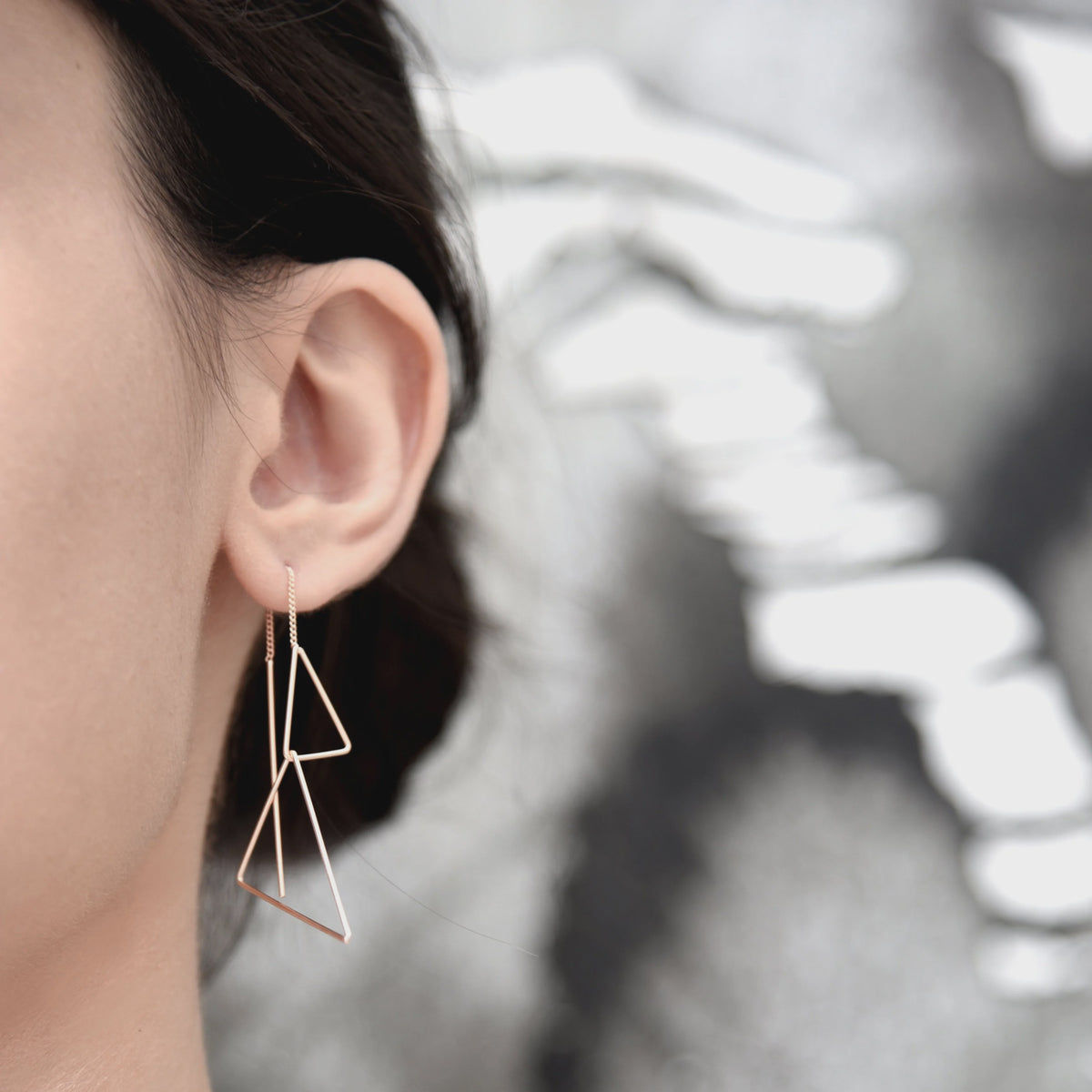 Dual Triangle Earring Gold Satin  Triangle