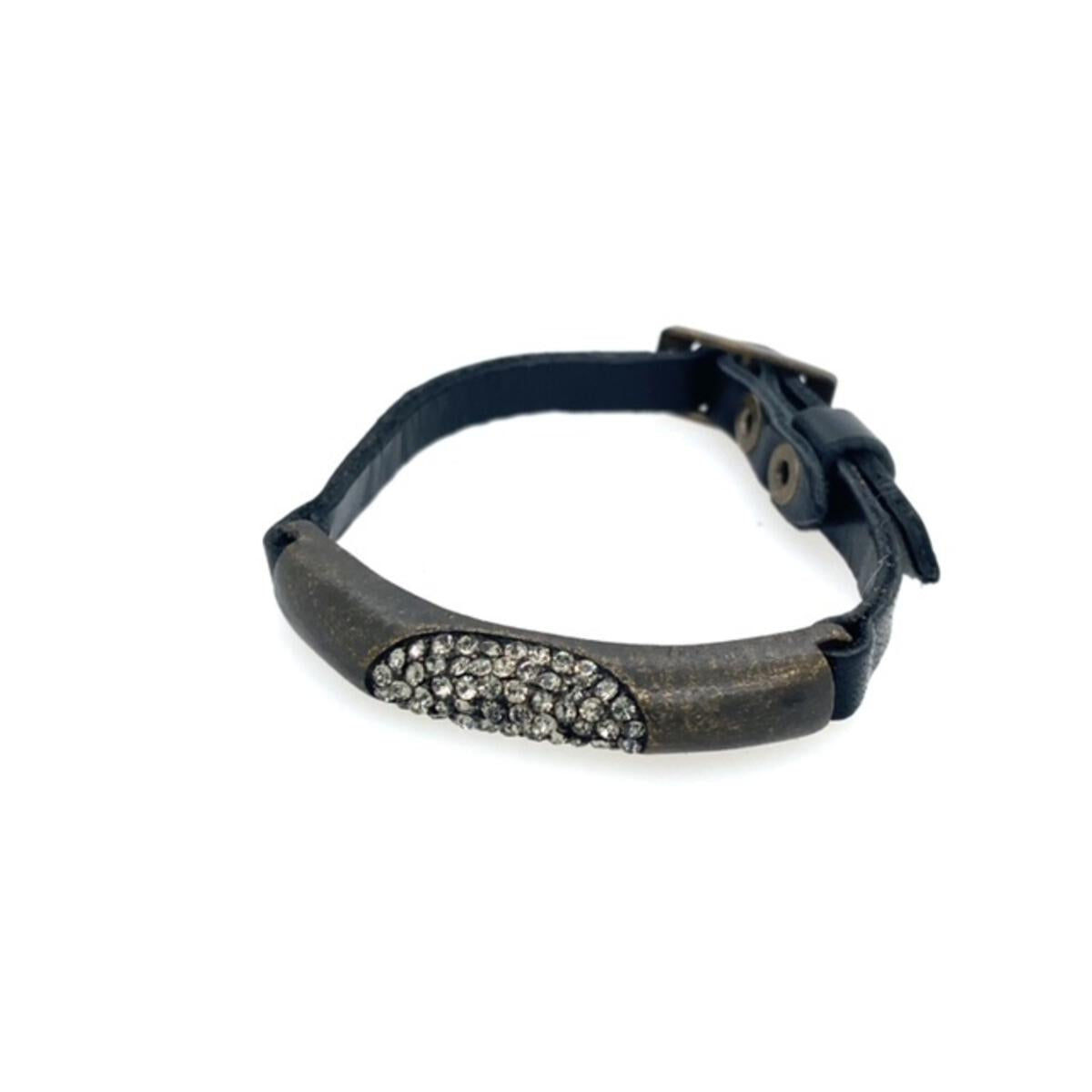 Swarovski Dark Topaz Crystal Bracelet Vintage Brown Leather
