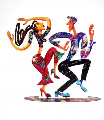 Double sided Happy Dancers, Metal Sculpture by David Gerstein