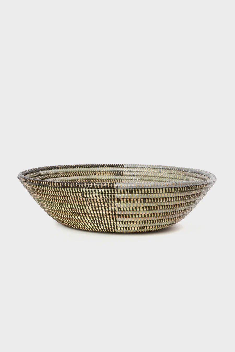 Table Top Silver and Black Basket-14''D