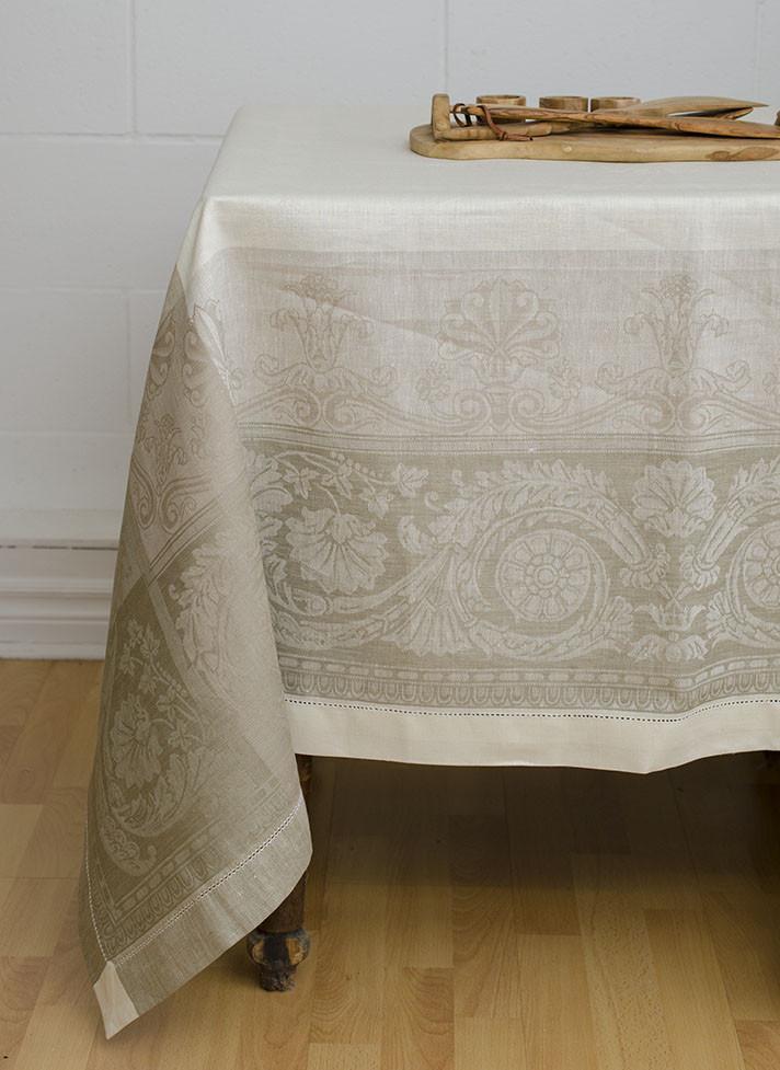 Table Cloth, 100% Linen .Bridgette 70'' x 70''