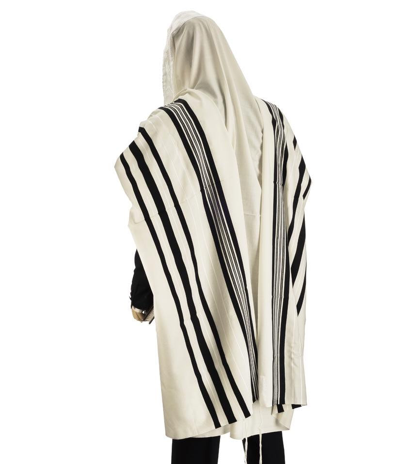 Tallit, Traditional Black and White  Stripes 60'' X 72''