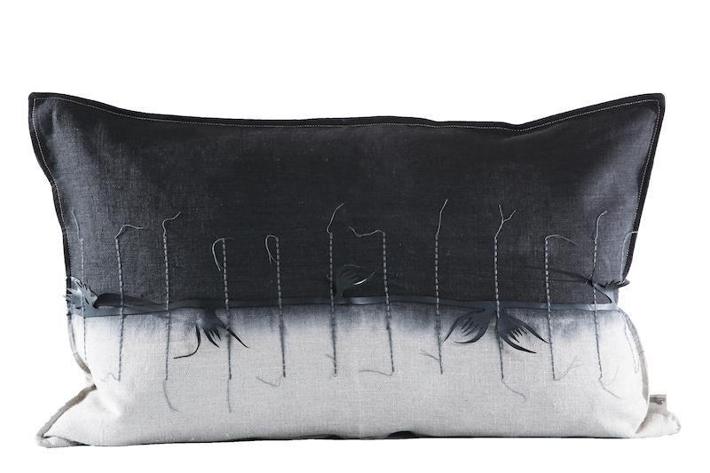 Rubber Applique Lined Dipped  Charcoal Dyed Pillows  16'' x 24''