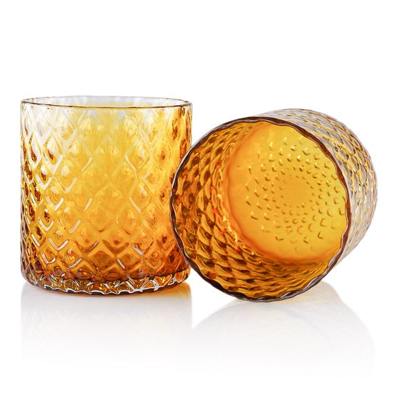 Deco Drinking Glass Amber