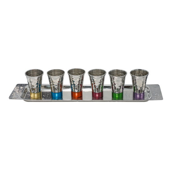 Set of 6 Small Kiddish Cups with Tray