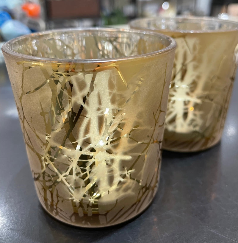 Branch Silhouette Etched Gold Votive