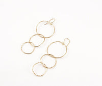 Dangling Tri-Circle 14kt Yellow Gold Fill Earrings