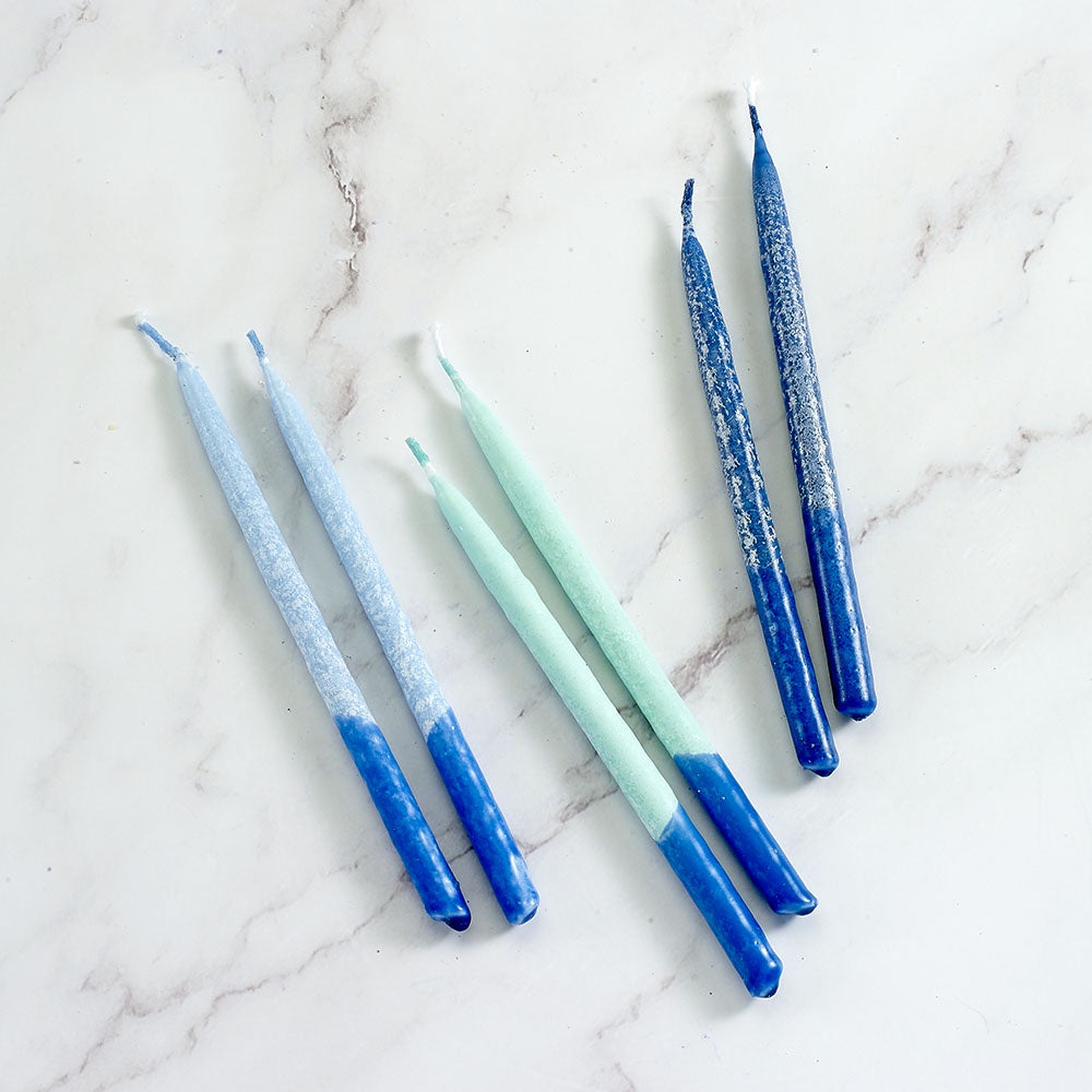 Frosted Shades of Blue Chanukah Candles
