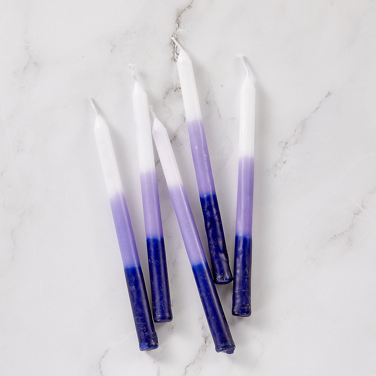 Hand Dipped Chanukah Candles, Blue Purple White