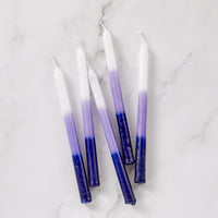 Hand Dipped Chanukah Candles, Blue Purple White