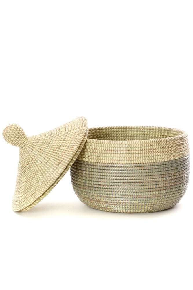 Lidded small basket 2 tone
