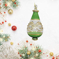 Pear Drop Handblown Christmas Ornament Red and Green