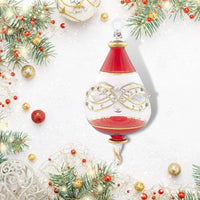 Pear Drop Handblown Christmas Ornament Red and Green