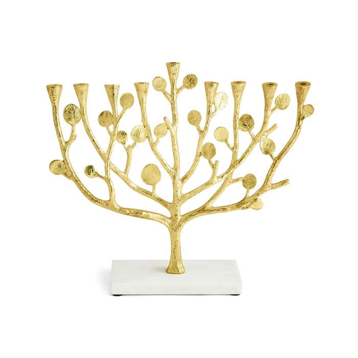 Botanical Leaf Menorah -Goldtone