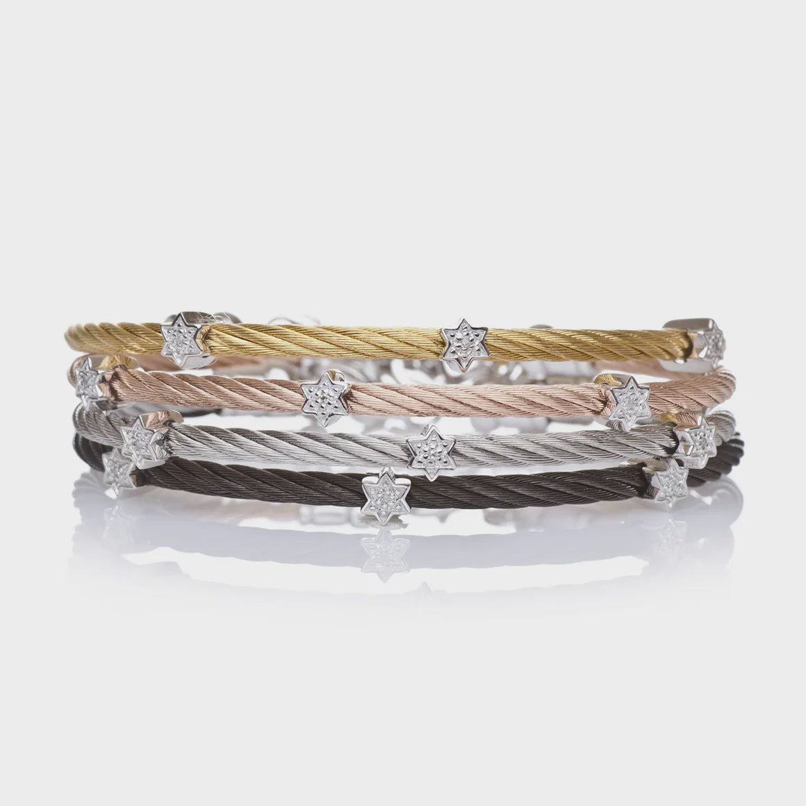 Star of David Yellow Cable and Diamond Bracelet