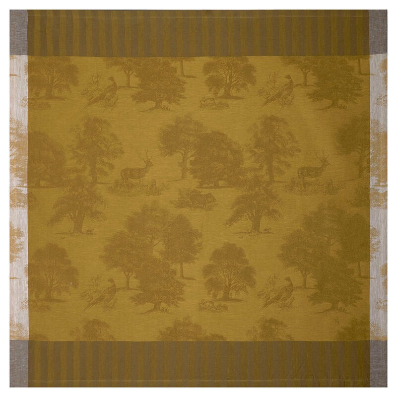 Le Jacquard Francais, Souveraine Gold Linen Tablecloth  69'' x 126''