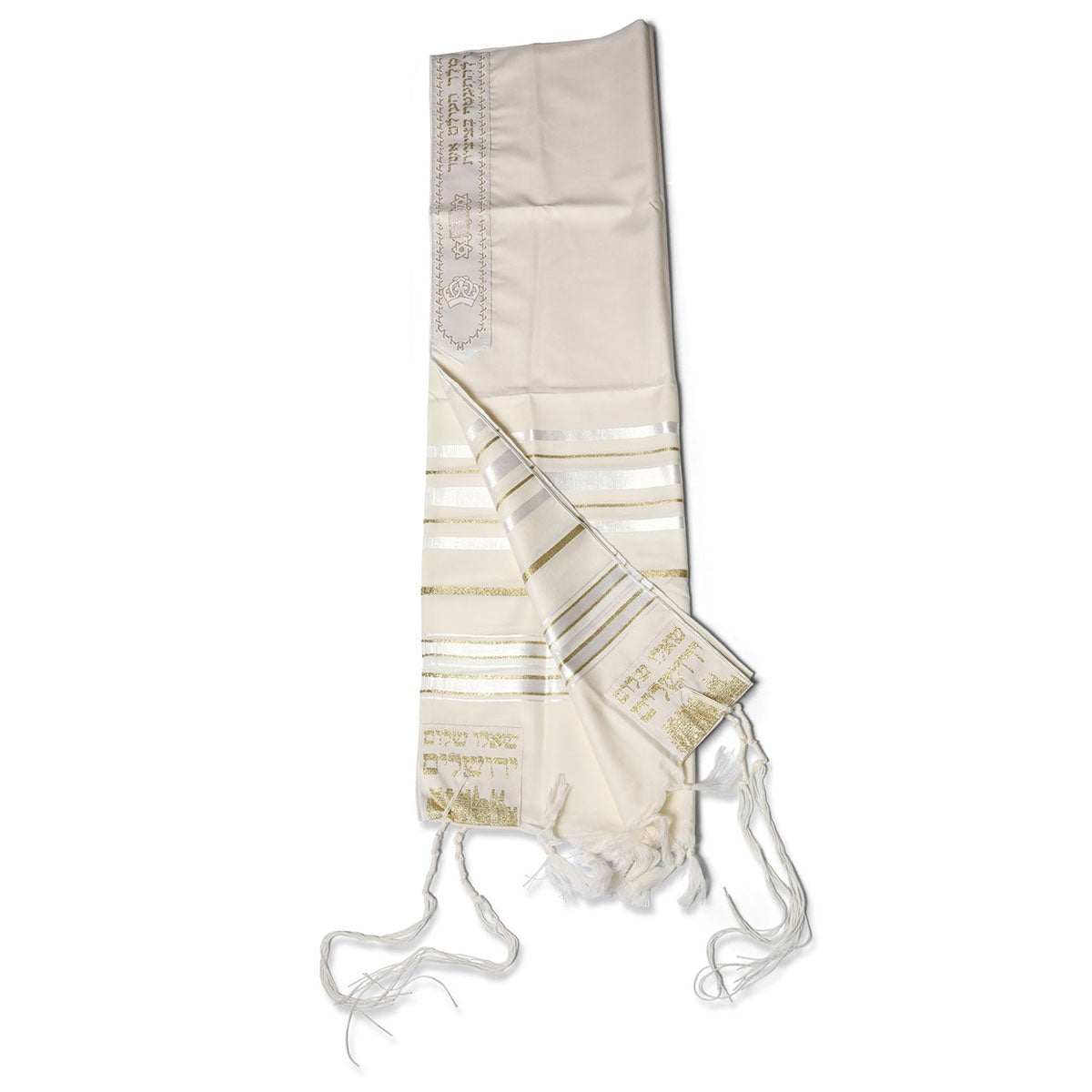 Tallis Traditional 100% Wool White -Gold  18 x 72