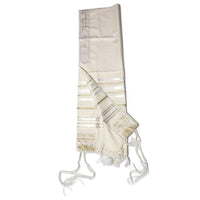 Tallis Traditional 100% Wool White -Gold  18 x 72