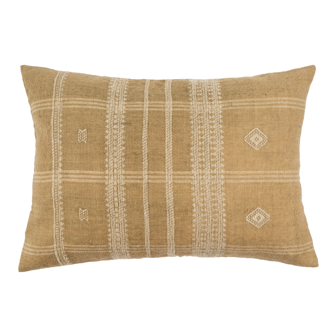 Wool Handloom Lumbar Pillow 16 x 24 Beige