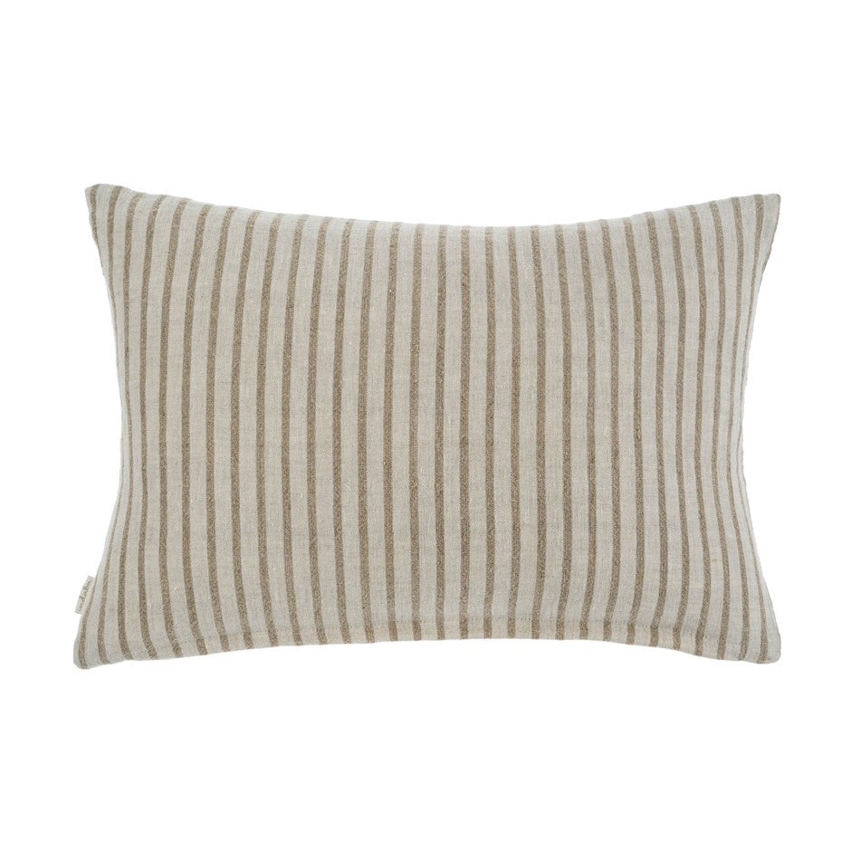 Pinstripe Linen Lumbar Pillow- Natural