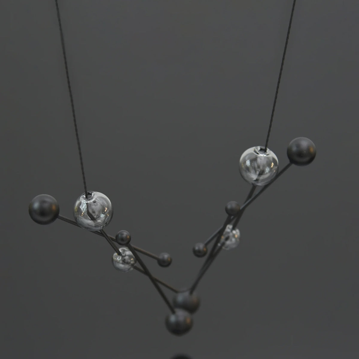 Vera Necklace with Aqua Glass Orbs