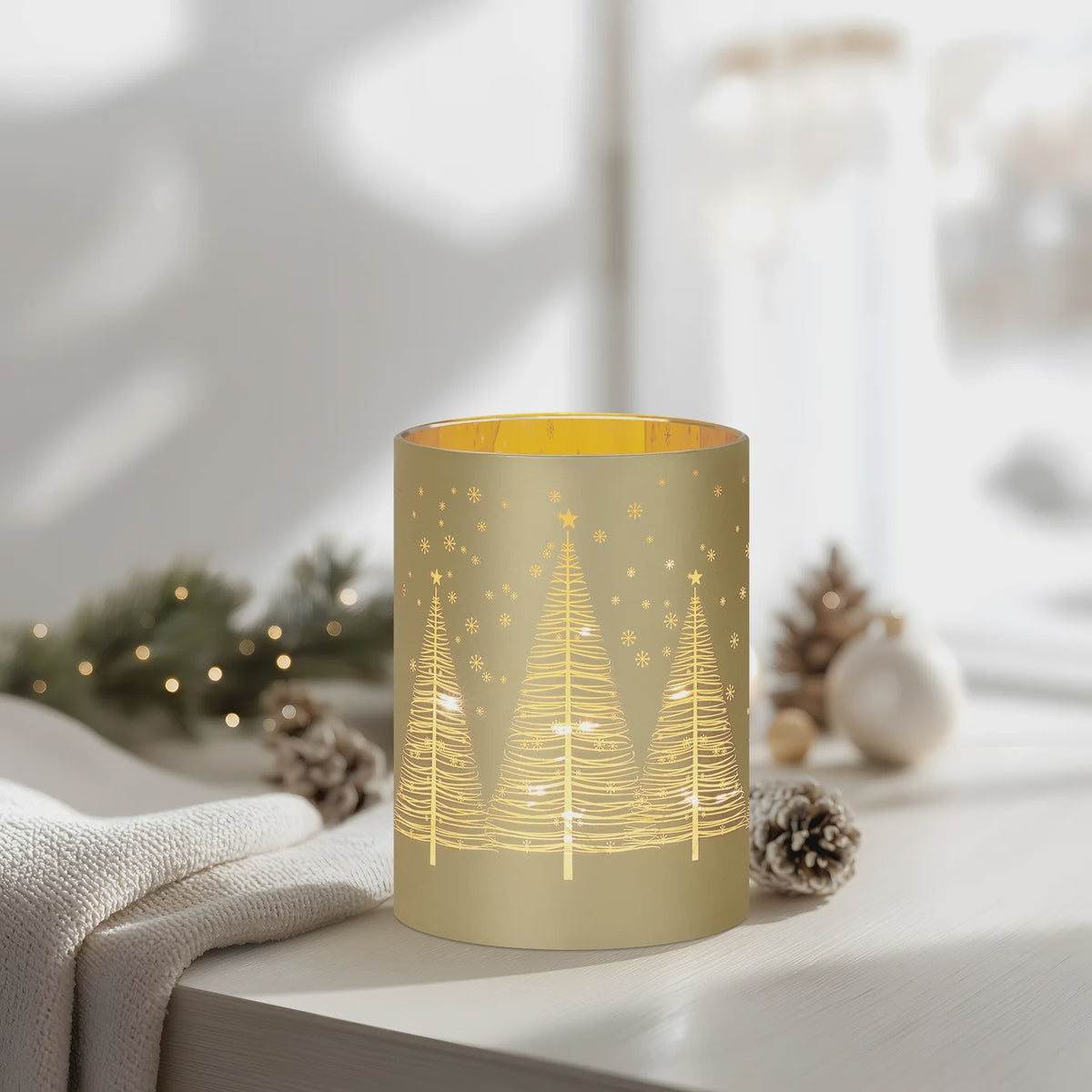 Design 3.5x5 Inch Gold Glass LED Hurricane Lamp