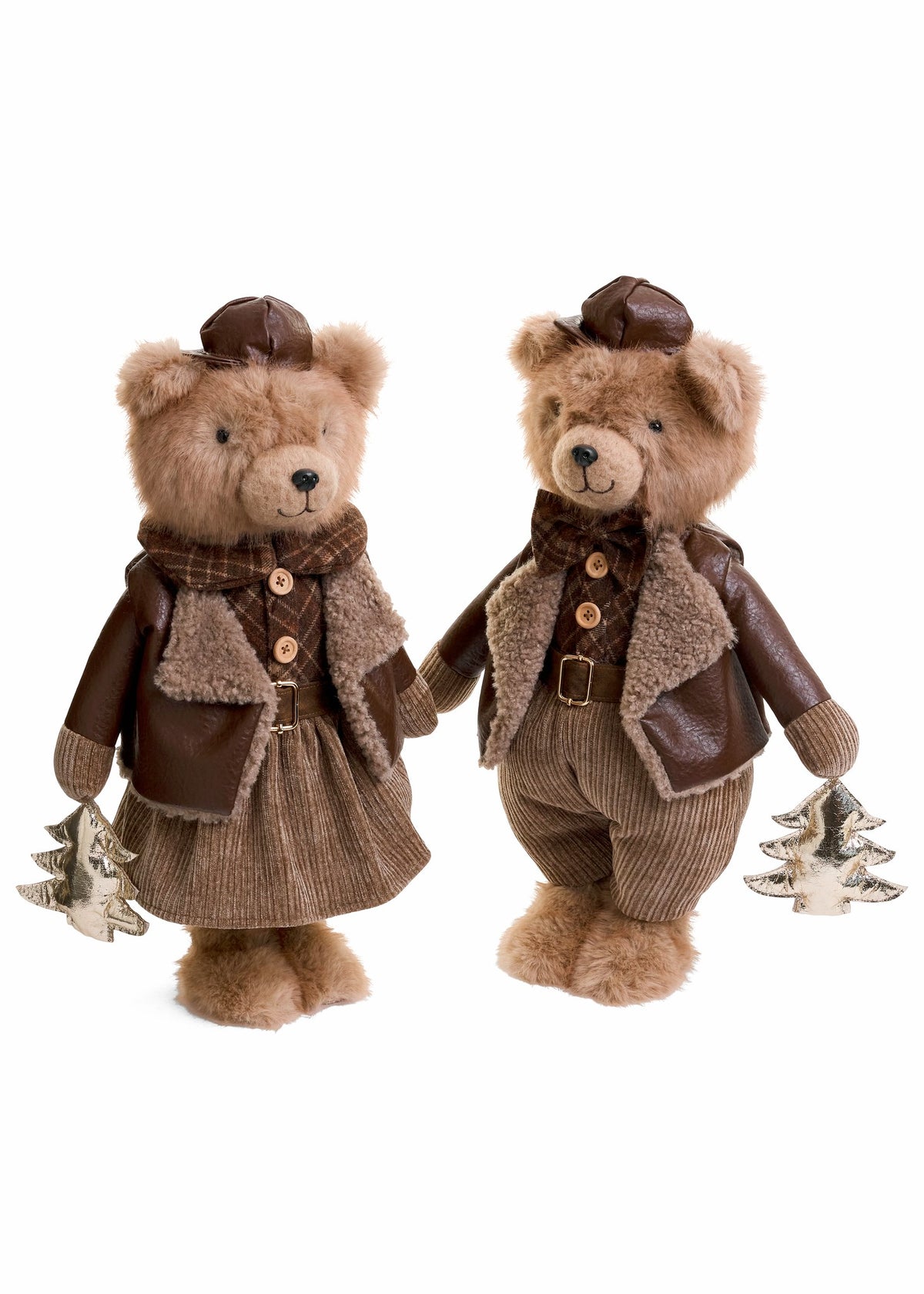 Plush Christmas Bear Boys with Metallic Trees – 19.5"