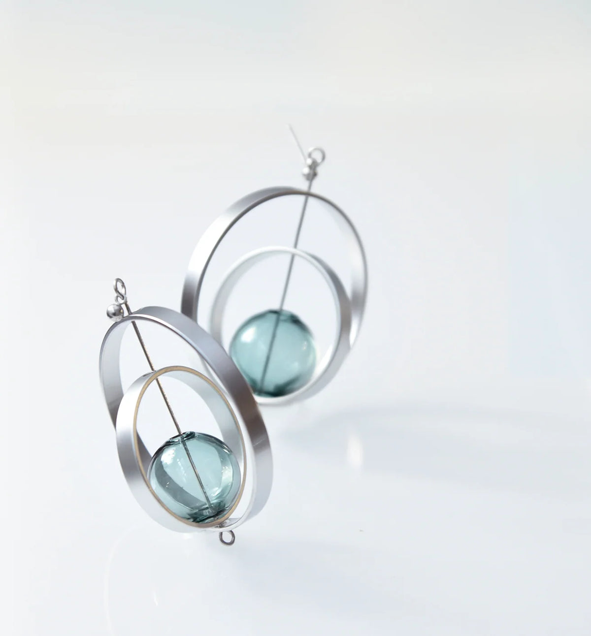 Eris Silver Aqua Orb Swivel Earring