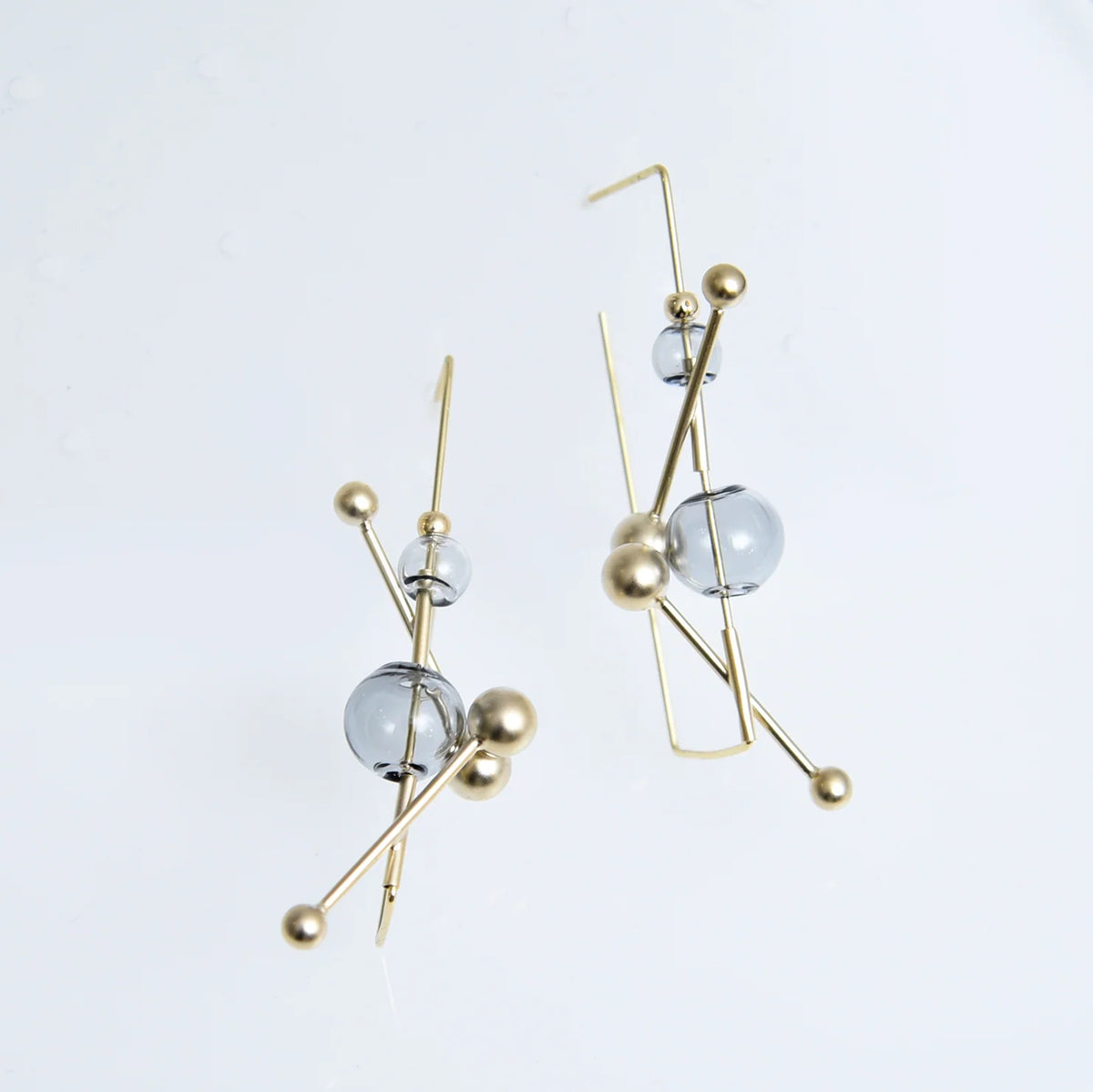 Pursuits Reve Hoop Earrings Gold  and Aqua Orbs