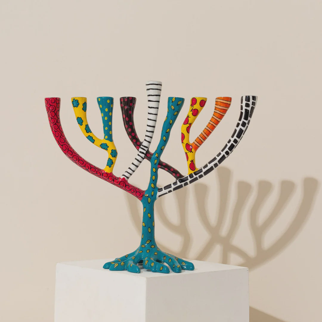 Large Tree of Life Menorah Turquoise