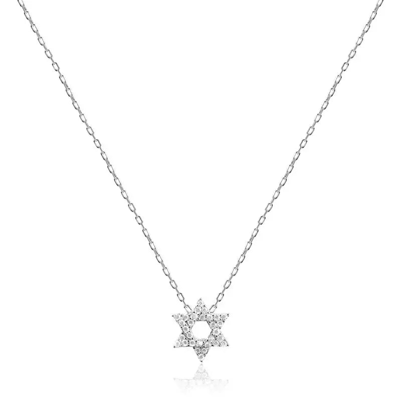 Star of David CZ Silver Necklace