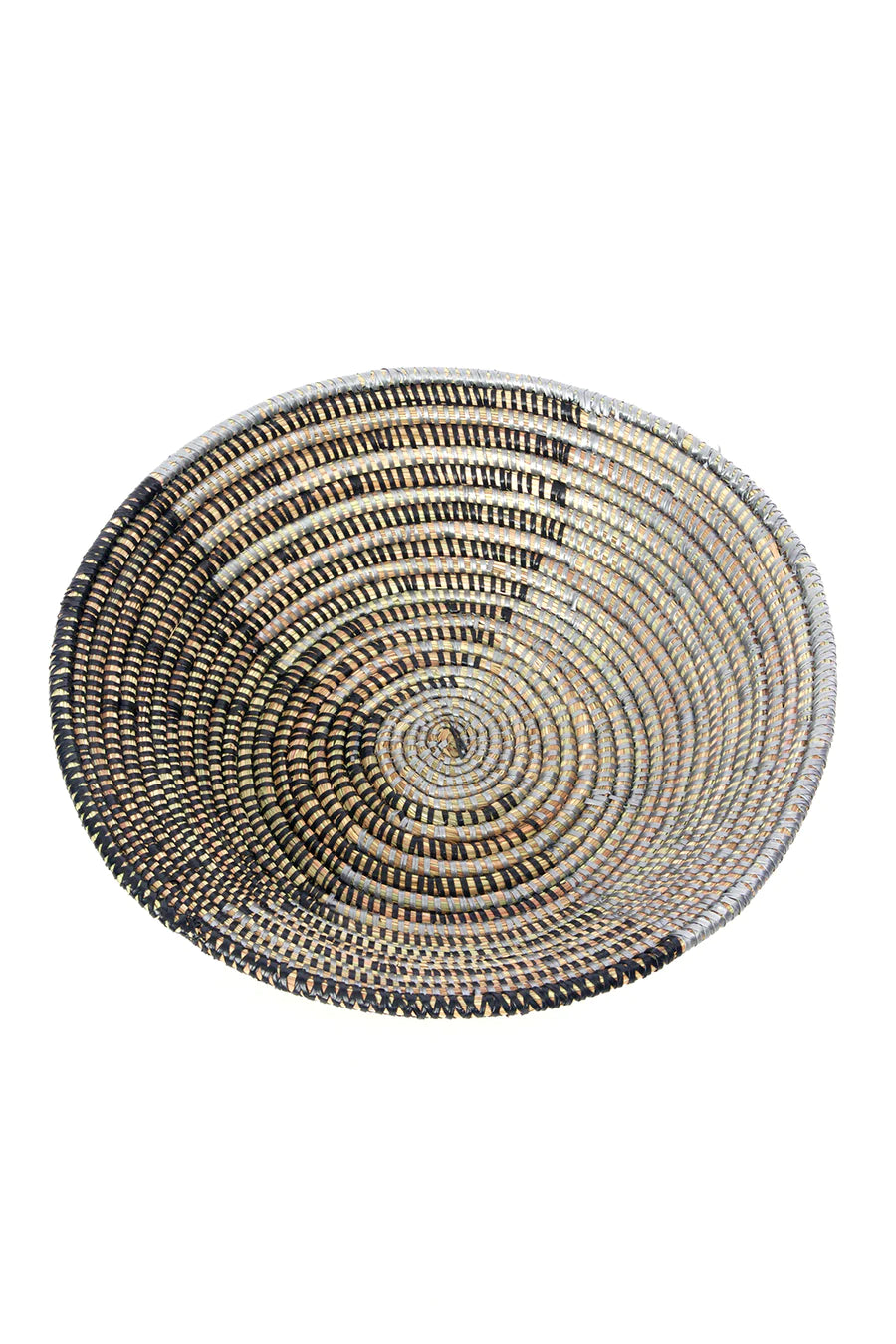 Table Top Silver and Black Basket-14''D