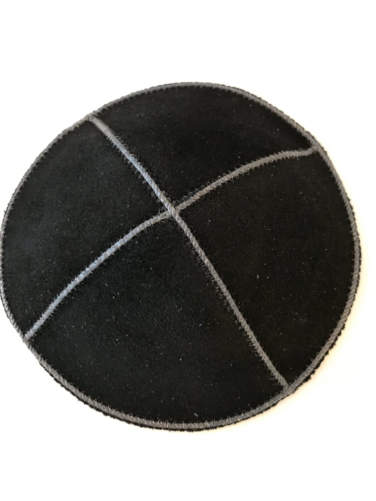 Black Suede Kippah with Trim