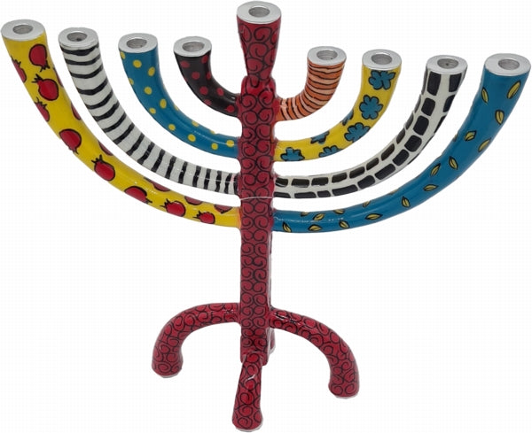 Colour Hadarya Classic  Red Menorah 9.5'' High