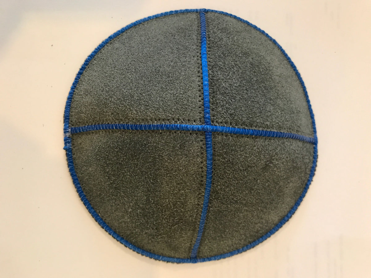 Lt Grey Suede Kippah with Black Trim