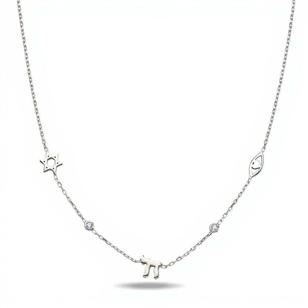 4 blessings Necklace Silver
