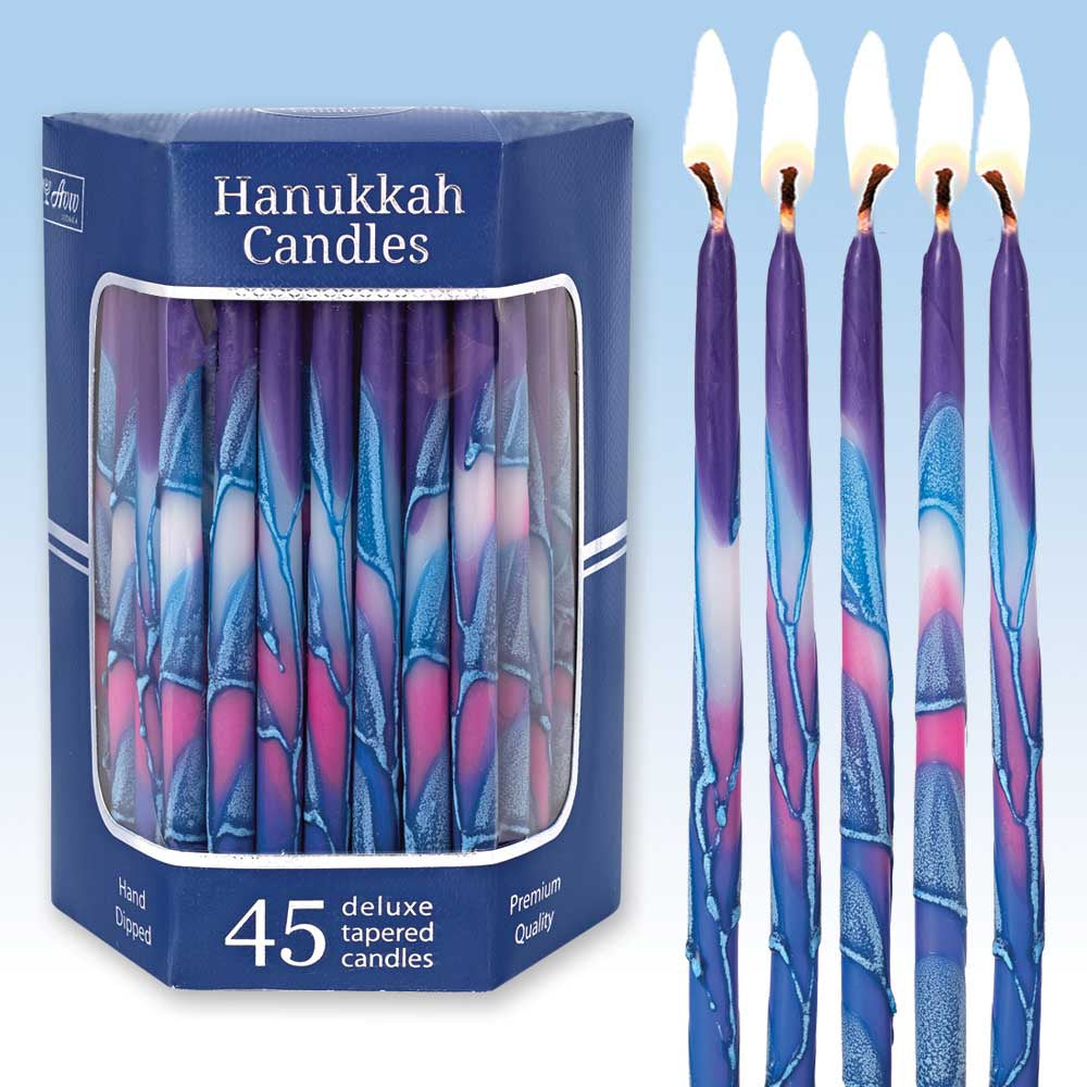 Multi Hued Frosted Chanukah Candles