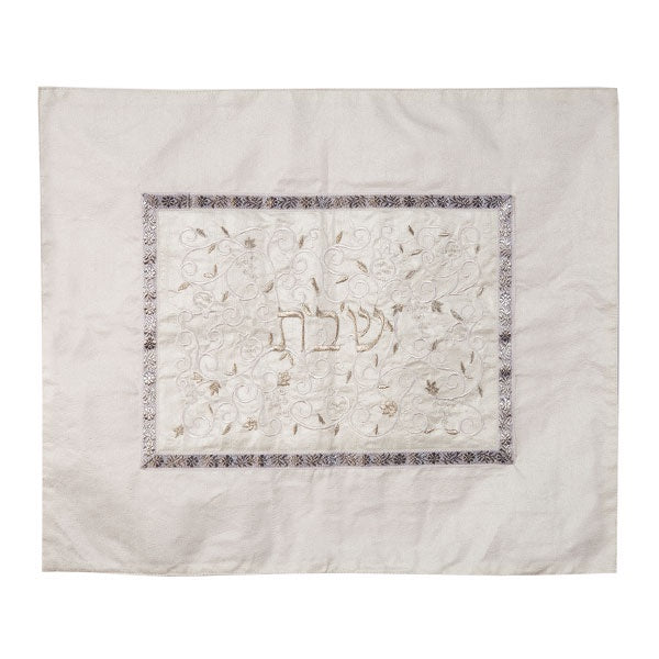 Shabbat Challah Cover -All white and Silver